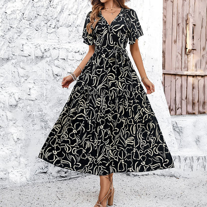 Rochie midi cu mânecă scurtă și imprimeu floral Cristina Gore