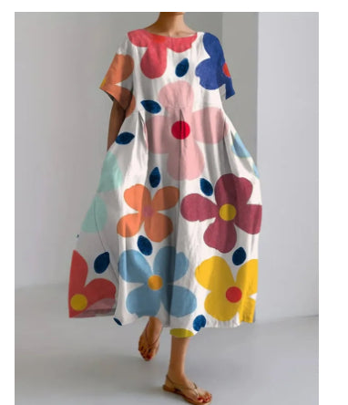 Rochie maxi Cristina cu imprimeu digital 3D și imprimeu confortabil