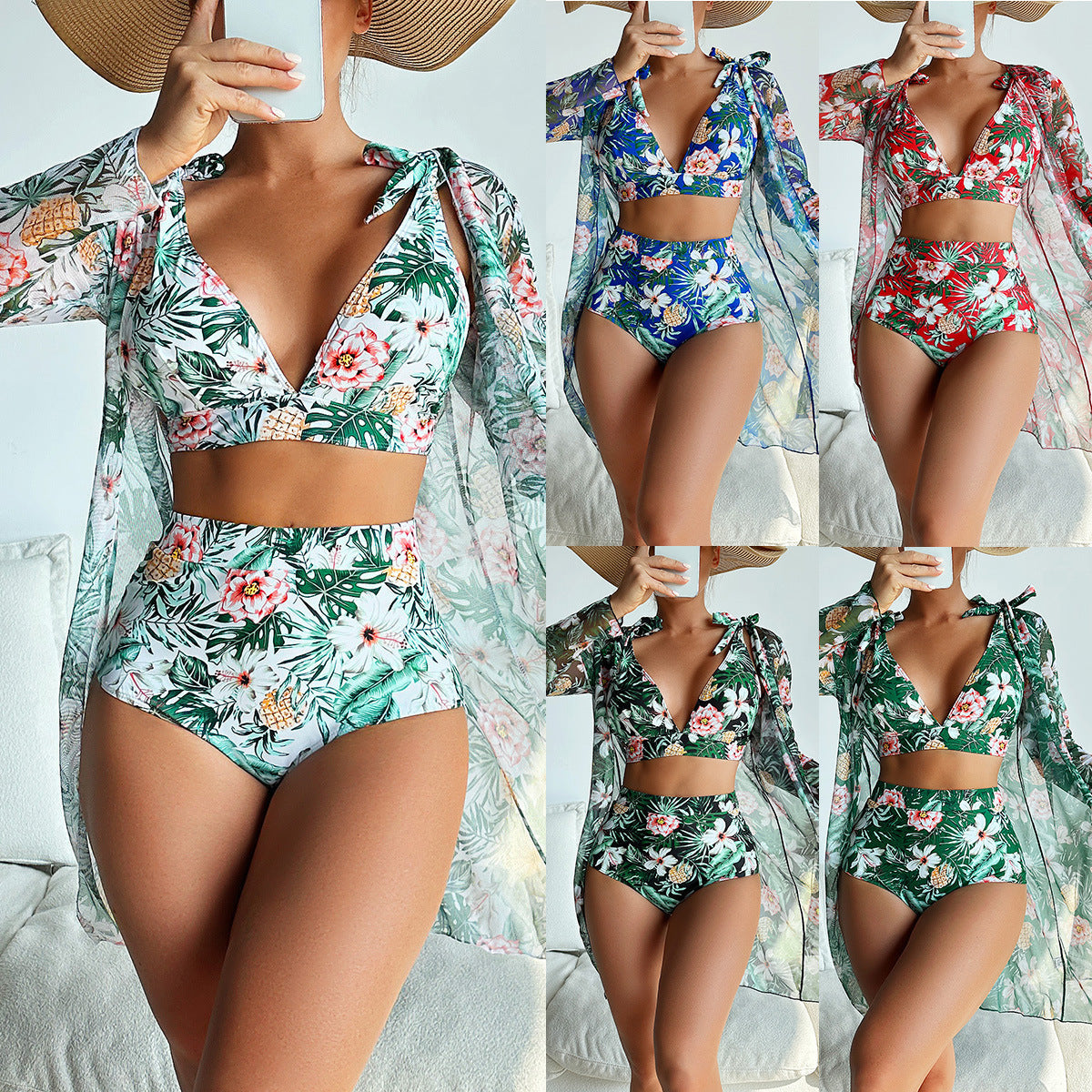 Vibrant Cristina Gore Multicolor Printed Bikini Set