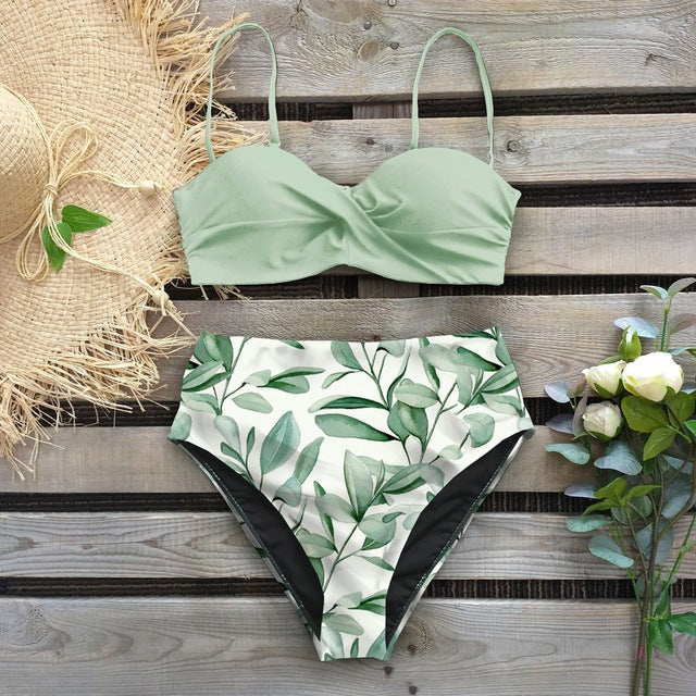 Bikini cu talie înaltă și imprimeu floral de Cristina Gore
