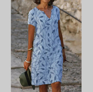 Rochie midi cu imprimeu Cristina - Croială lejeră în talie