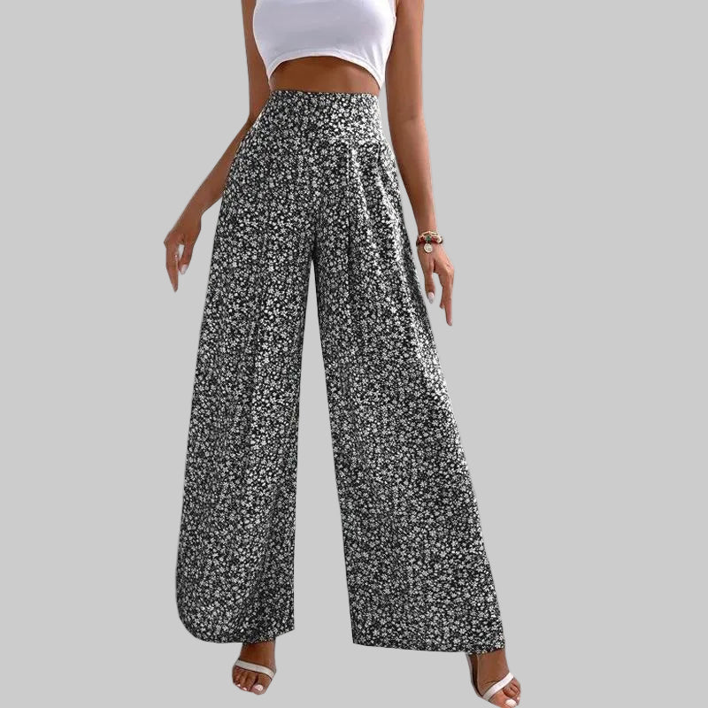 Pantaloni casual cu imprimeu floral și picior larg Cristina Gore