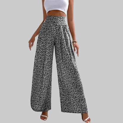 Pantaloni casual cu imprimeu floral și picior larg Cristina Gore