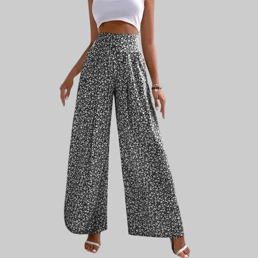 Pantaloni casual cu imprimeu floral și picior larg Cristina Gore