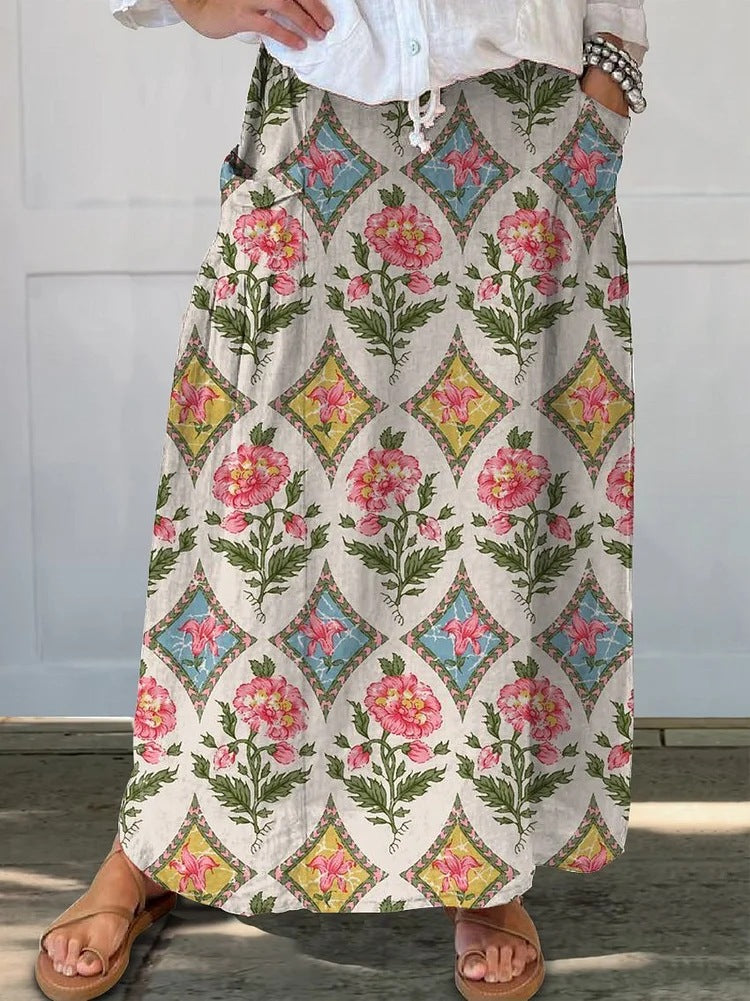 Fustă retro cu buzunar Cristina Gore, model floral, de zi cu zi