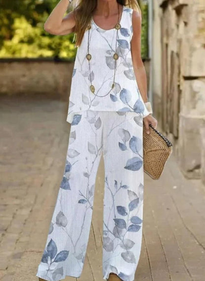 Set Cristina cu imprimeu - Set elegant cu picior larg