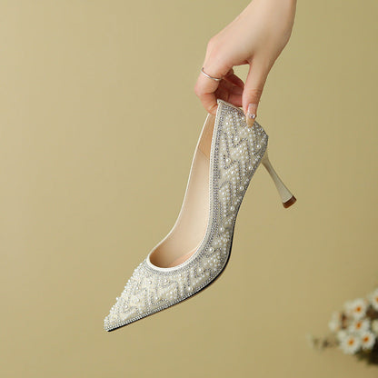 Tocuri stiletto elegante cu perle de Cristina Gore