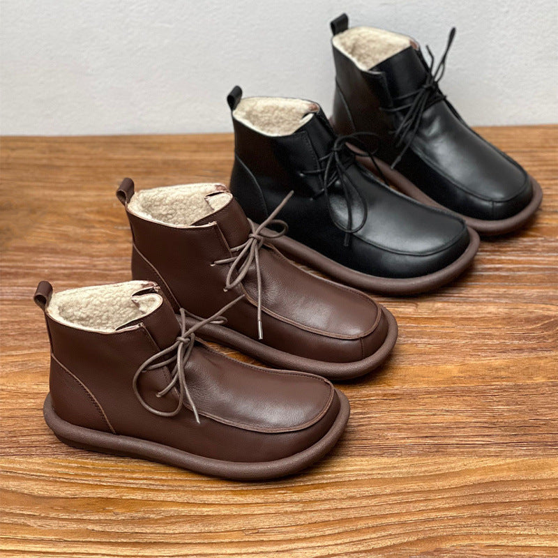 Ghete din piele de vacă Cristina cu căptușeală de catifea - Căldură suplimentară