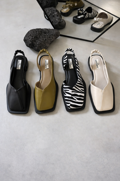 Sandale Cristina retro cu vârf pătrat - stil roman