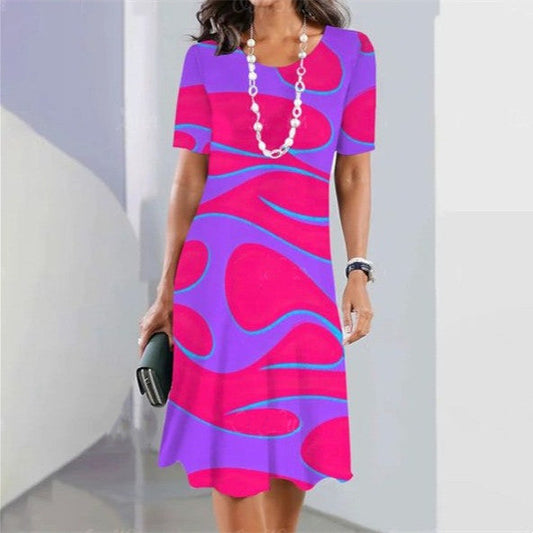 Rochie trapez Cristina cu imprimeu 3D - Inspirație casual