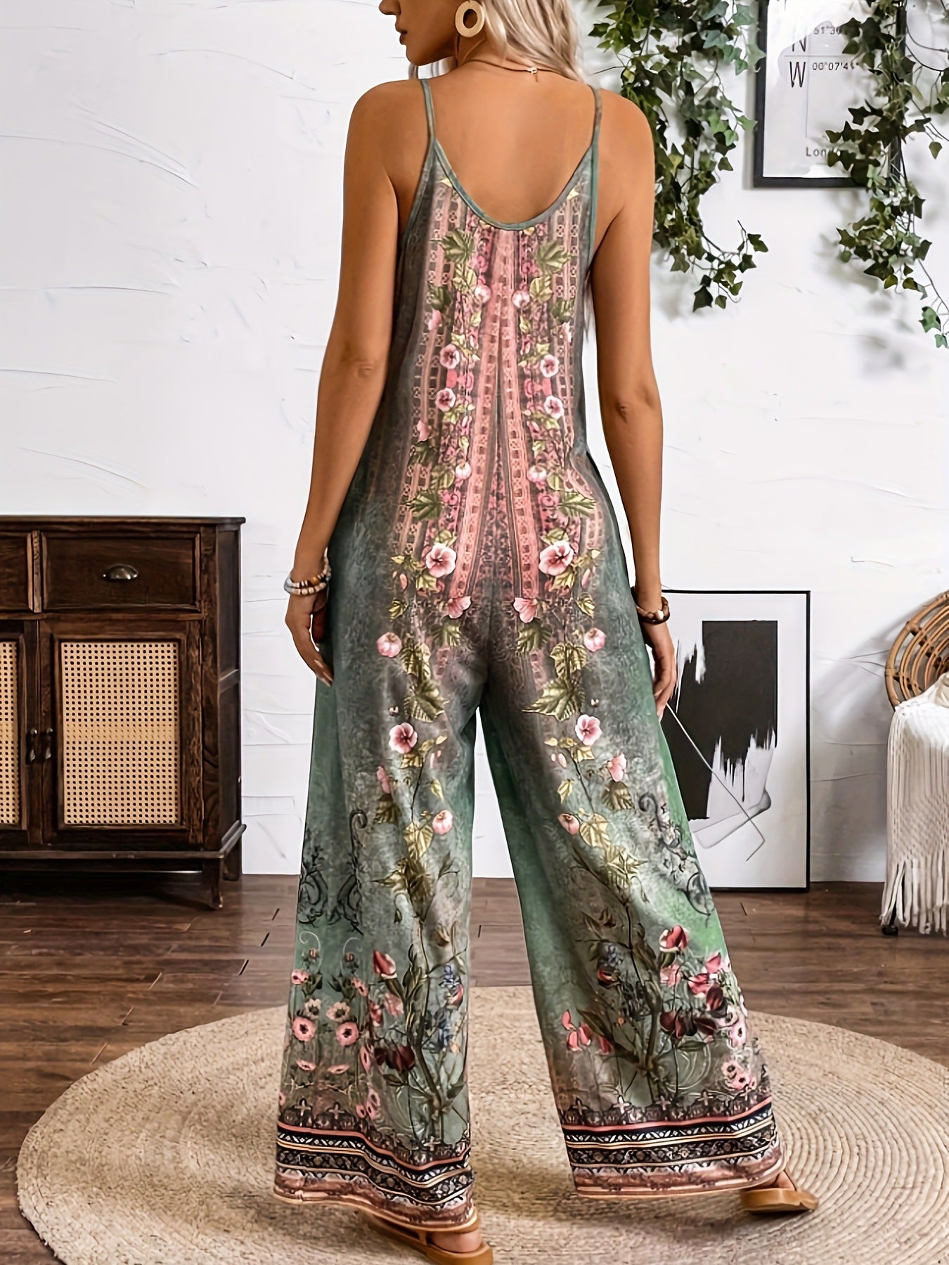 Salopetă cu imprimeu floral boho Cristina Gore