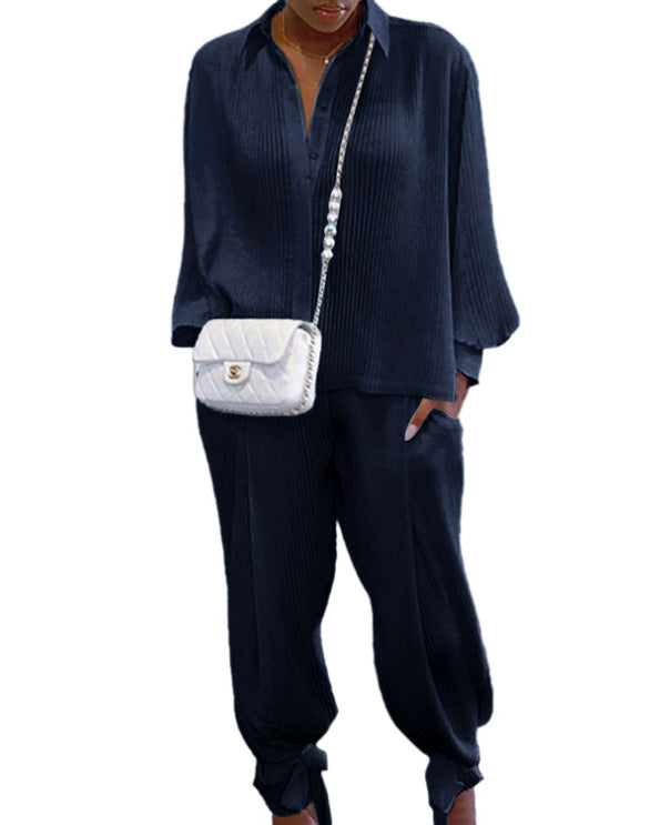 Set Cristina cu croială lejeră - Pantaloni crop din amestec de bumbac