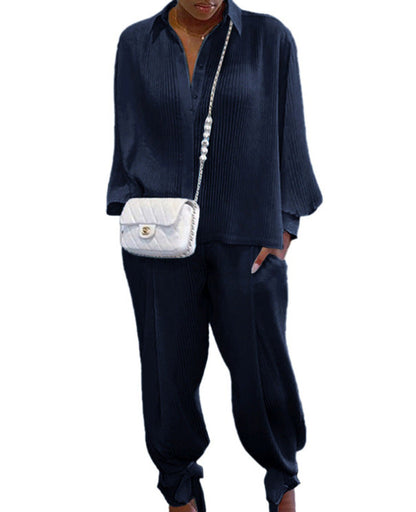 Set Cristina cu croială lejeră - Pantaloni crop din amestec de bumbac