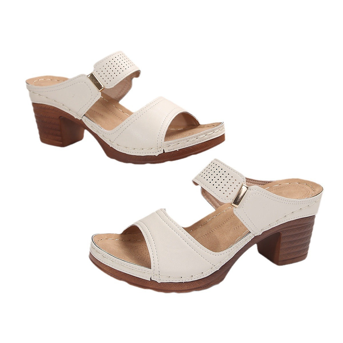 Sandale cu toc înalt Cristina - Talpă groasă, antiderapantă