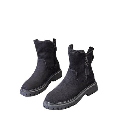 Ghete de zăpadă Cristina - Căptușeală din fleece, piele întoarsă, toc gros