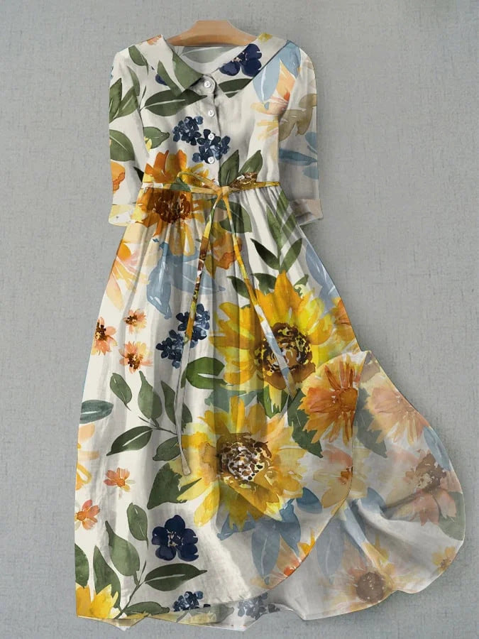 Rochie Cristina cu imprimeu floral - Mâneci clasice