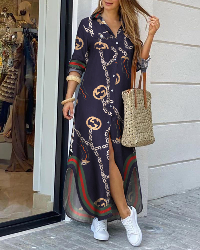 Rochie lungă elegantă cu imprimeu Cristina Gore