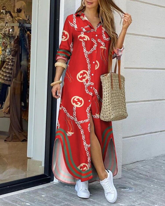 Rochie lungă elegantă cu imprimeu Cristina Gore