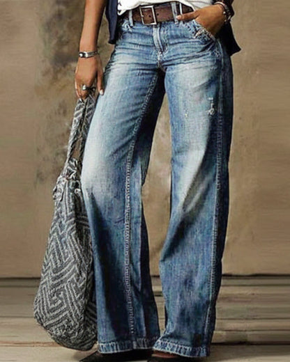 Pantaloni largi cu imprimeu floral artistic de Cristina Gore