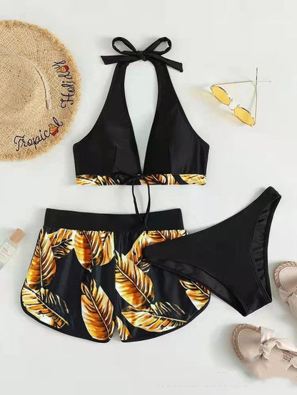 Set bikini Cristina cu imprimeu de frunze - Inspirație de vară