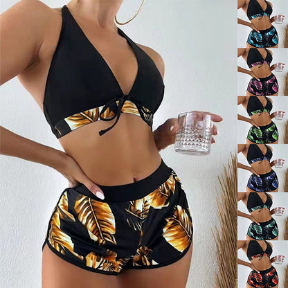 Set bikini Cristina cu imprimeu de frunze - Inspirație de vară