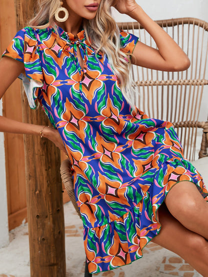 Rochie cu volane și imprimeu vibrant de Cristina Gore