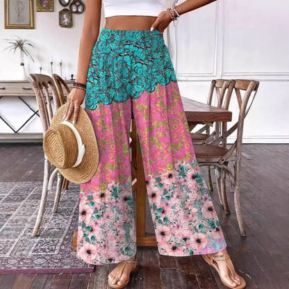 Pantaloni eleganți cu talie înaltă și imprimeu floral de Cristina Gore
