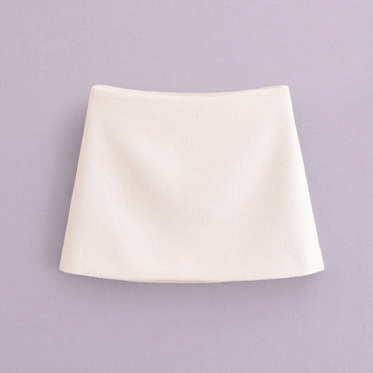 Palton Cristina din tweed - Set elegant de fustă albă