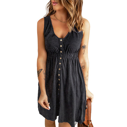 Rochie trapez Cristina - Închisă cu nasturi în față, stil urban