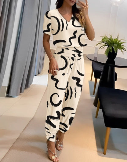 Set casual Cristina - Mâneci scurte din viscoză confortabilă