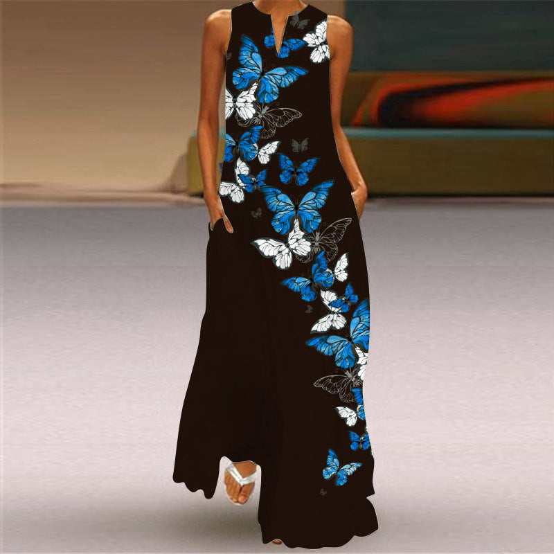 Rochie maxi fără mâneci cu imprimeu floral Cristina Gore