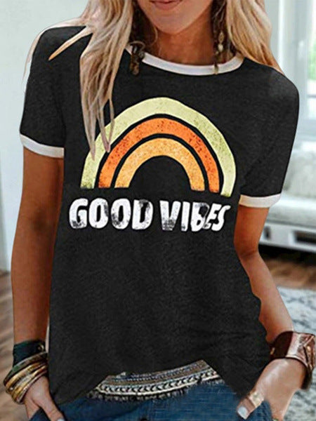 Tricou Cristina Good Vibes - Stil retro cu imprimeu