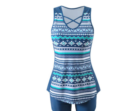 Costum de baie Cristina din două piese - Detalii din dantelă imprimată