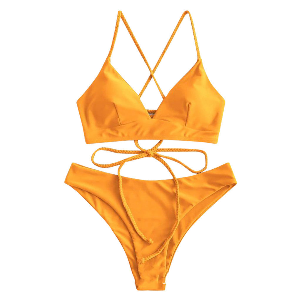 Bikini solid cu bretele de Cristina Gore