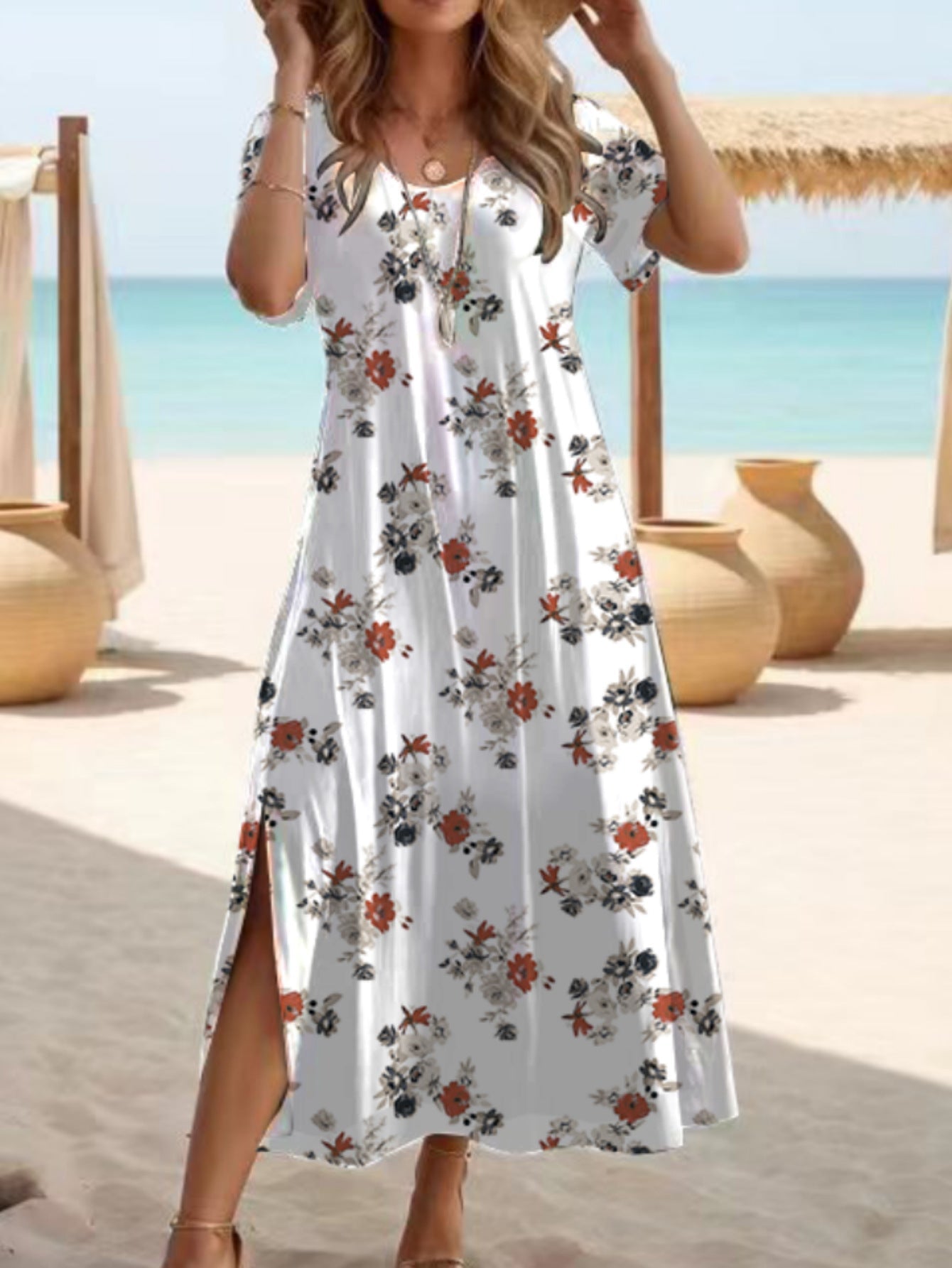 Rochie maxi elegantă cu crăpături de Cristina Gore