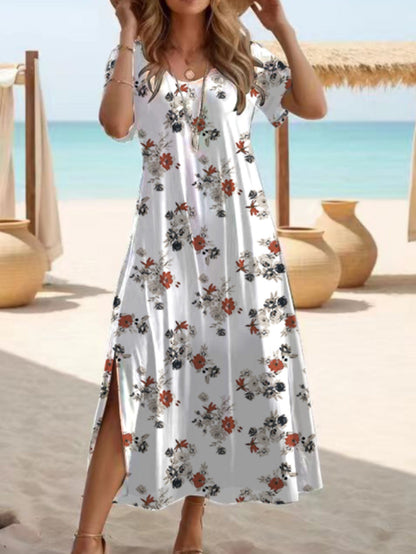 Rochie maxi elegantă cu crăpături de Cristina Gore