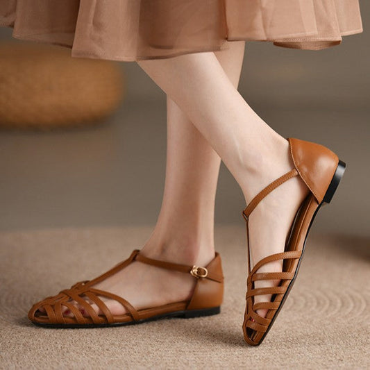 Sandale plate Cristina cu barete în T – Stil clasic de vară
