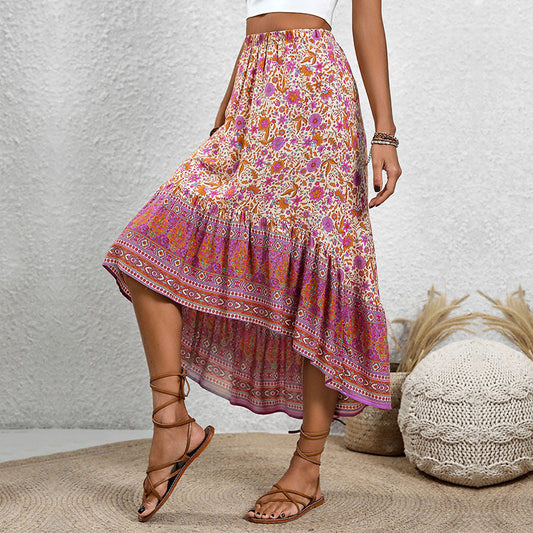 Fustă Cristina Gore din bumbac, cu imprimeu floral boho, linie A