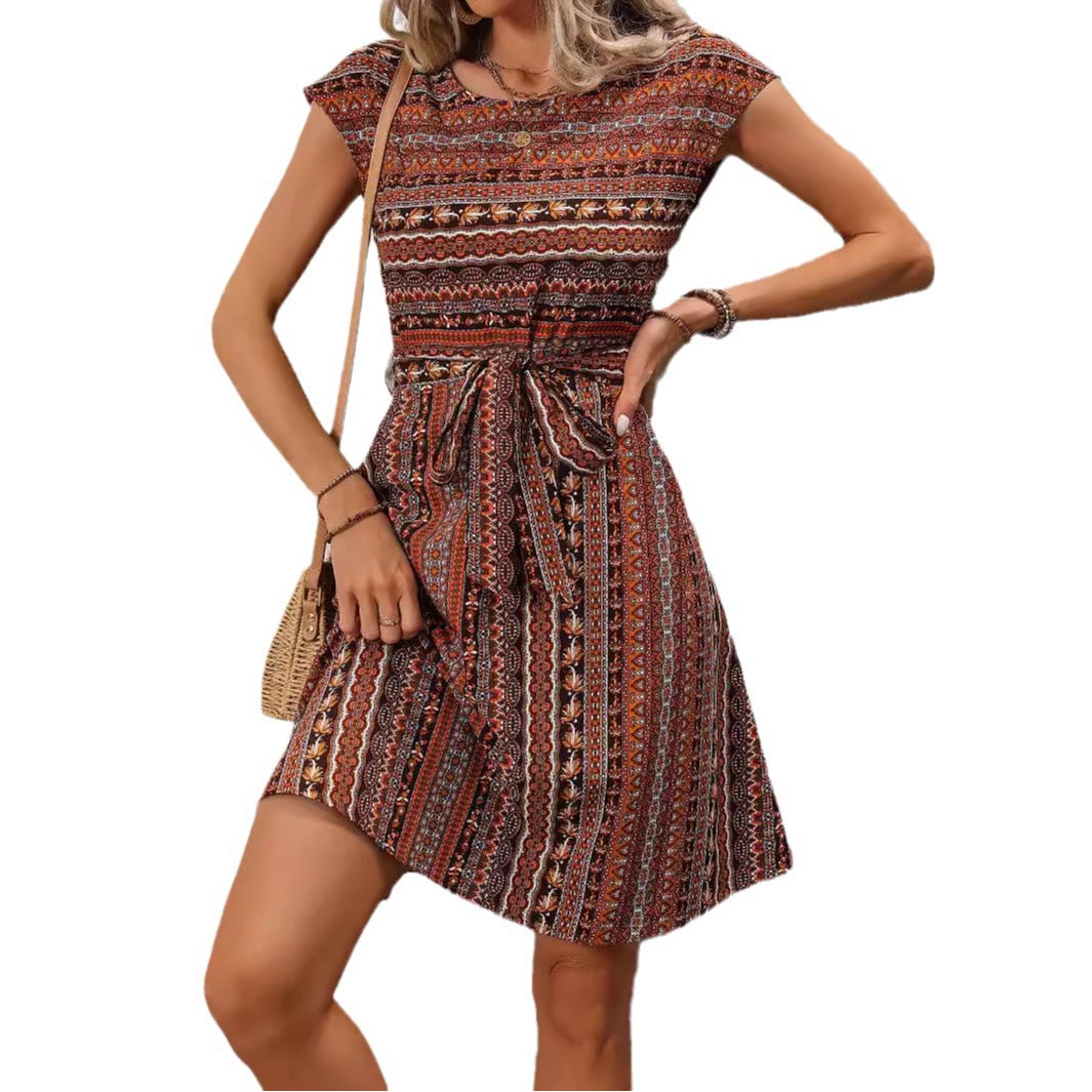 Rochie tip A cu imprimeu boho, stil de vară Cristina Gore
