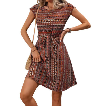 Rochie tip A cu imprimeu boho, stil de vară Cristina Gore