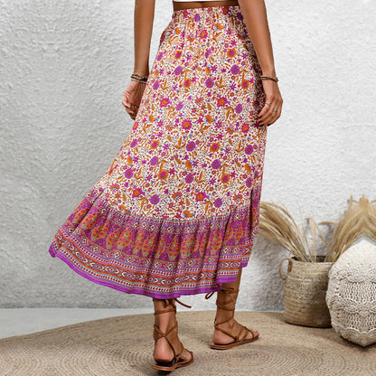 Fustă Cristina Gore din bumbac, cu imprimeu floral boho, linie A