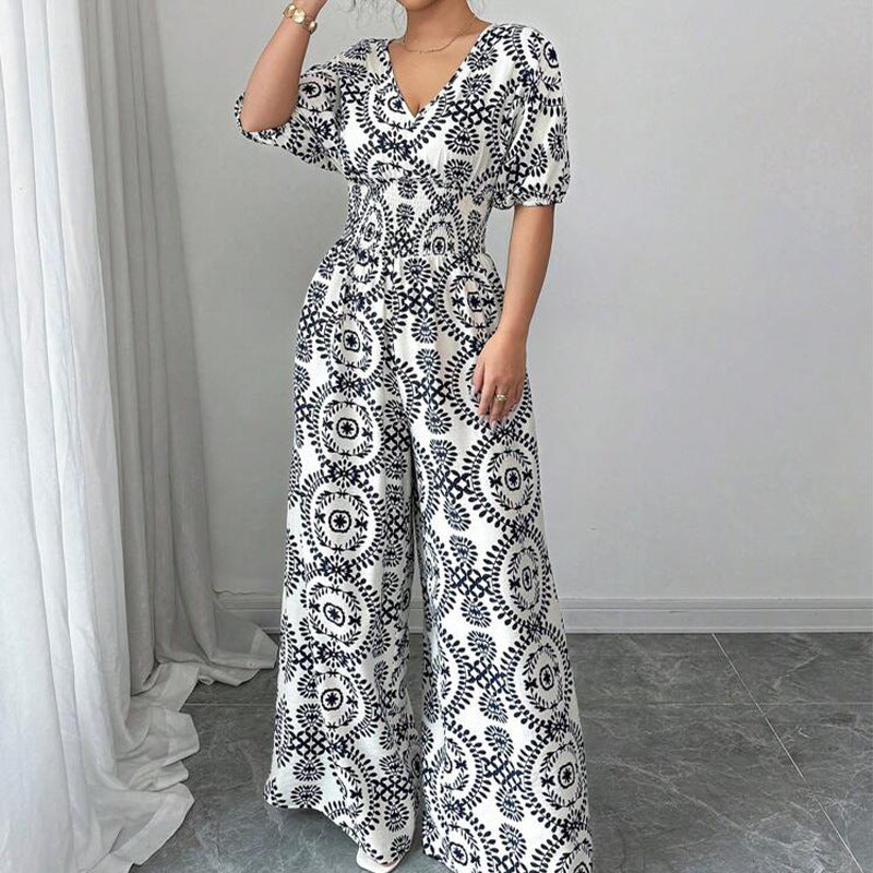 Salopetă elegantă cu imprimeu boho de la Cristina Gore