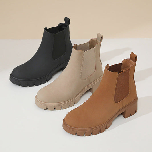 Ghete Chelsea din piele întoarsă Cristina - Talpă groasă