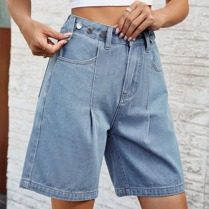 Pantaloni scurți din denim cu talie reglabilă Cristina Gore pentru femei