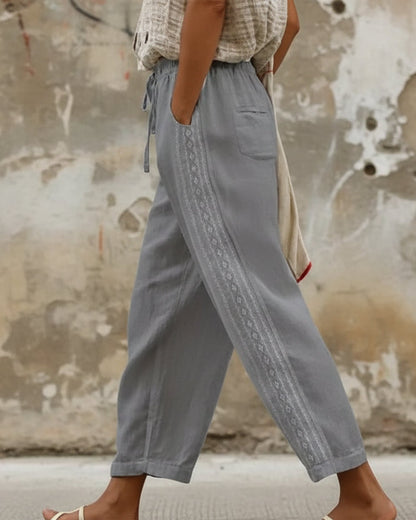 Pantaloni eleganți crop din bumbac și in, Cristina Gore