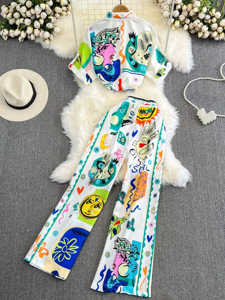 Set de vară lejer cu imprimeu vibrant Cristina Gore pentru femei