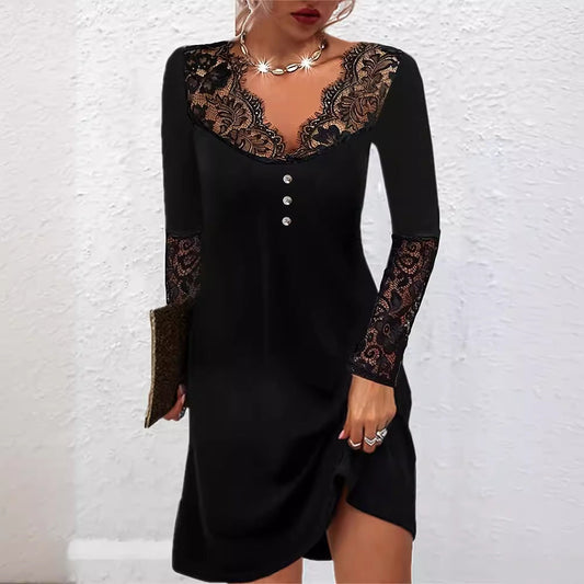 Rochie elegantă din dantelă cu decolteu în V de Cristina Gore