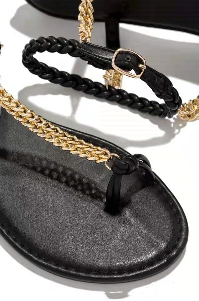 Sandale romane Cristina - Balerini cu lanț metalic