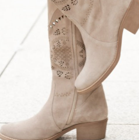 Ghete Cristina din piele întoarsă cu înălțime medie - Închidere cu fermoar lateral