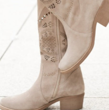 Ghete Cristina din piele întoarsă cu înălțime medie - Închidere cu fermoar lateral